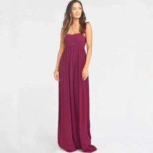 Show Me Your MuMu June Maxi Dress, Merlot Chiffon, Size Medium